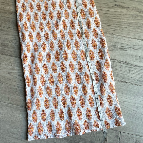 NWT J. Crew Smocked Linen Dress In Gathered Floral Block Print White/Orange SZ 4 - Picture 14 of 15